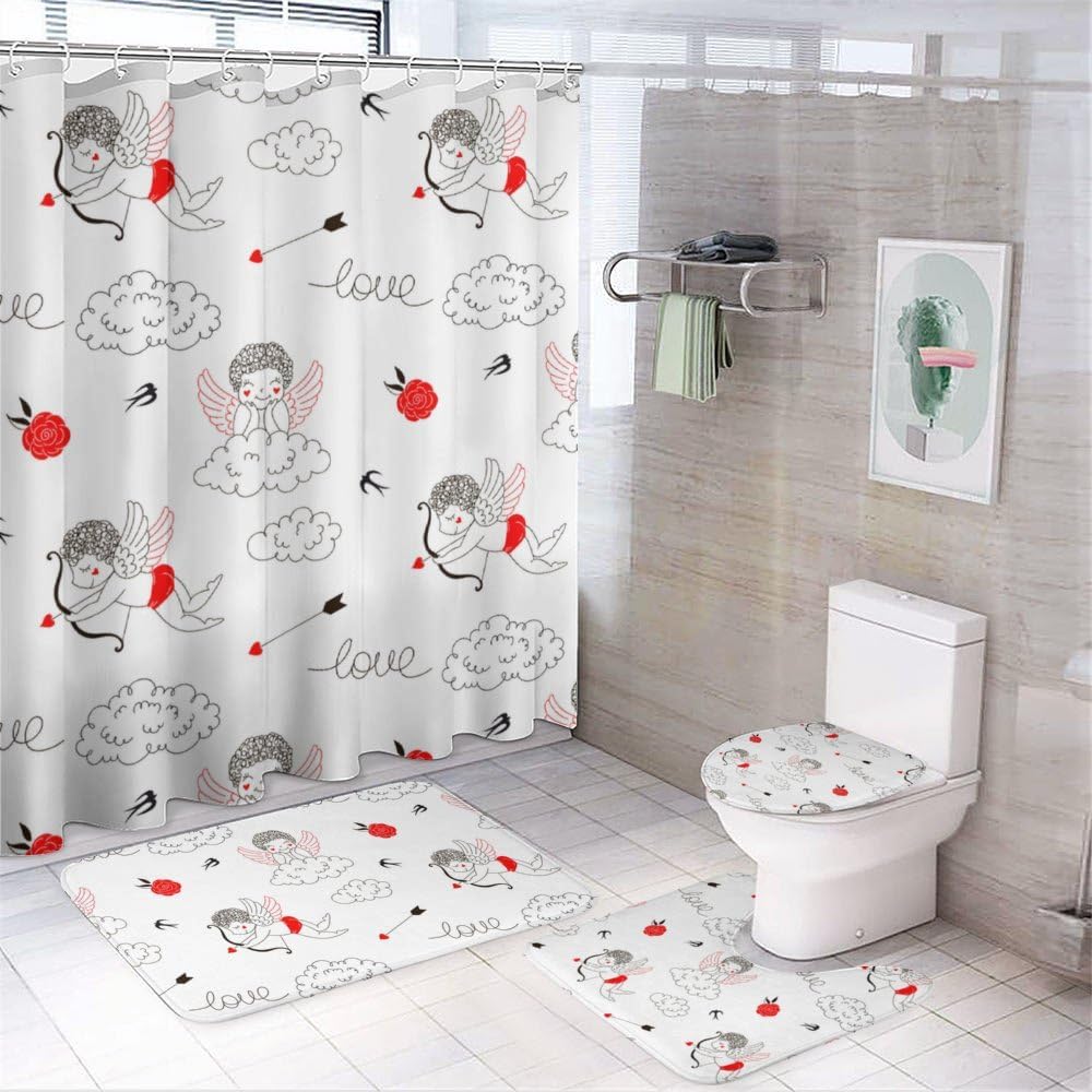 Kuizee Valentines Day Cute Kids Bathroom Accessories Set