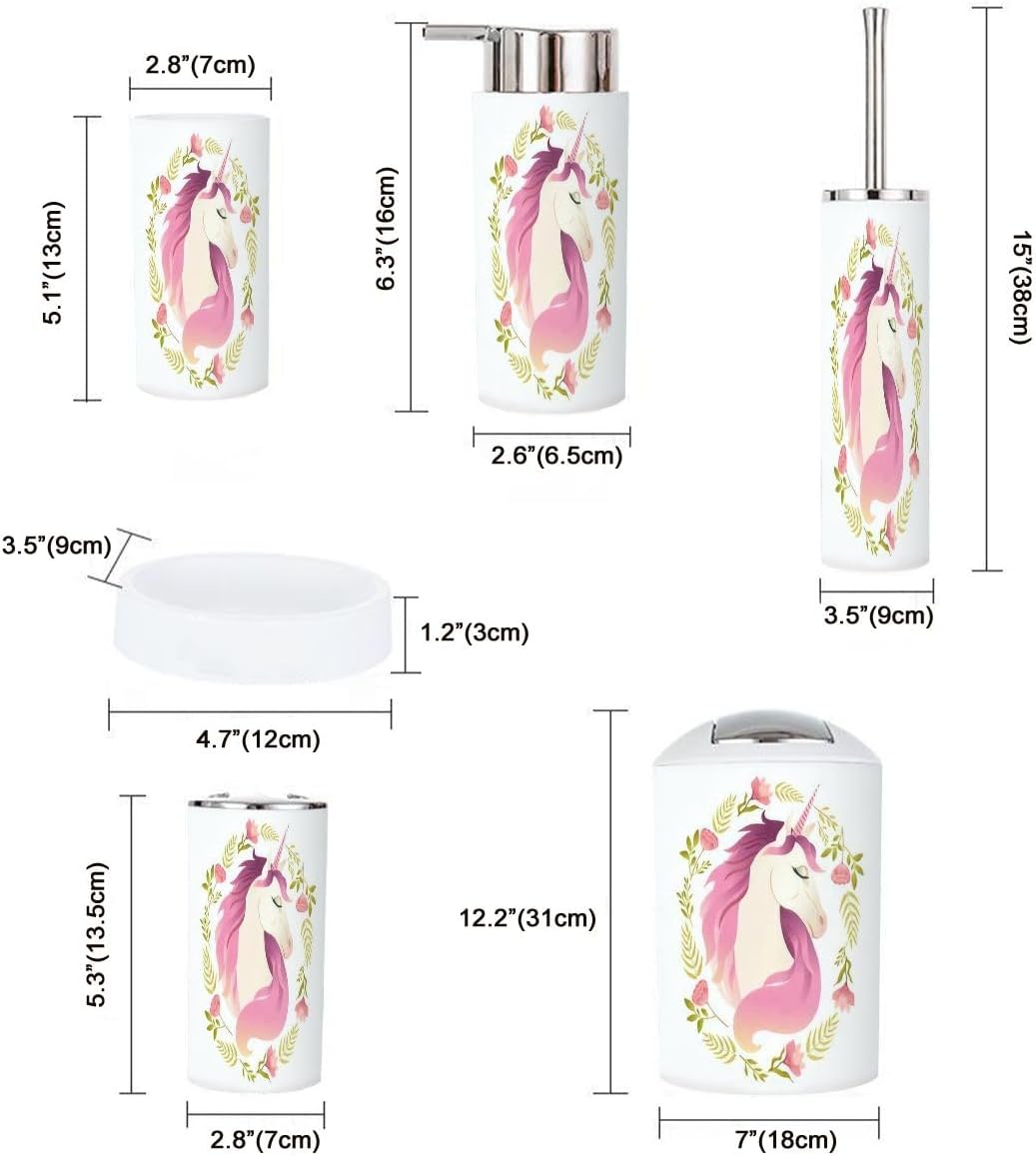 6 Piece Bathroom Accessory Set with Wreath Flowers Design 1
