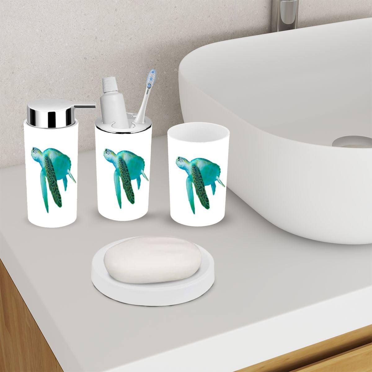 6-Piece Sea Turtle Bathroom Accessories Set
