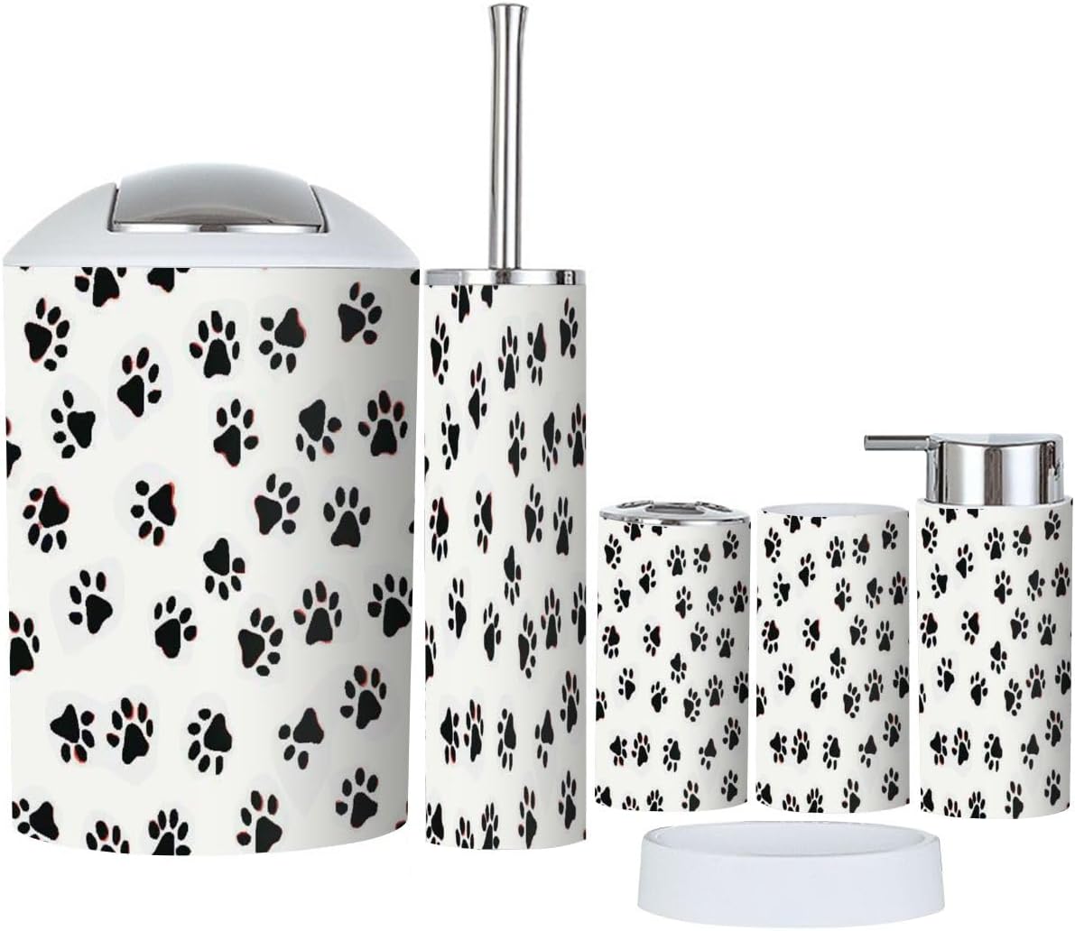Cute Paw Bathroom Accessory Set 6 Piece