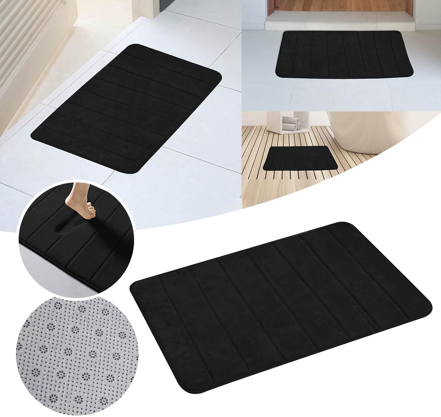 Memory Foam Bathroom Rug 24x16 Inch Non-Slip and Machine Washable