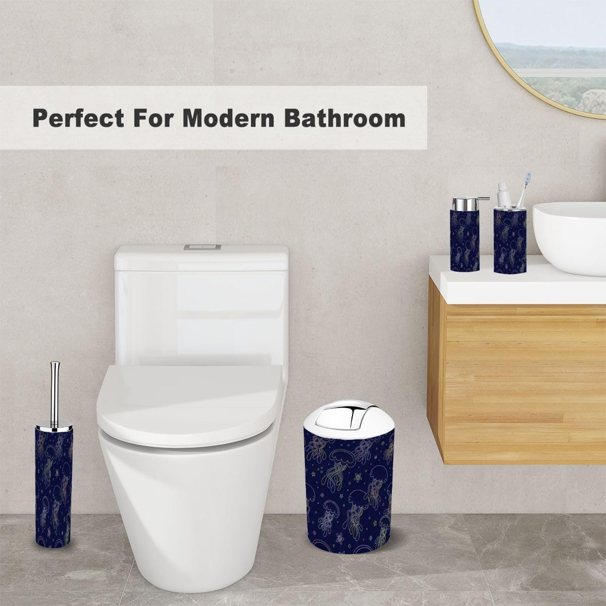 6-Piece Abstract Jellyfish Bathroom Accessory Set