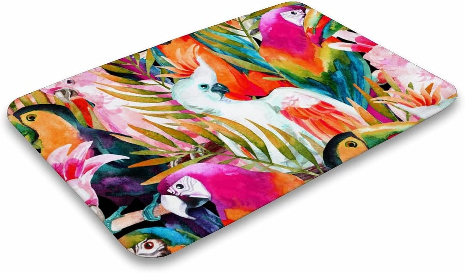PJO Parrots and Palm Leaves Bath Mat 16x24 1