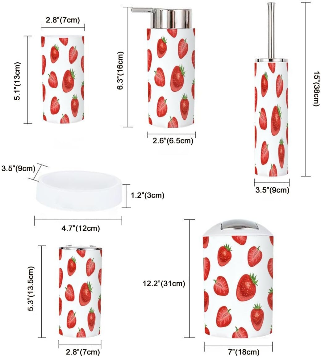 6 Piece Strawberry Bathroom Accessory Set