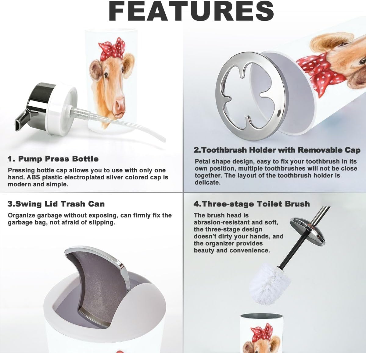 Farm Animal Bathroom Accessory Set 6 Piece 1