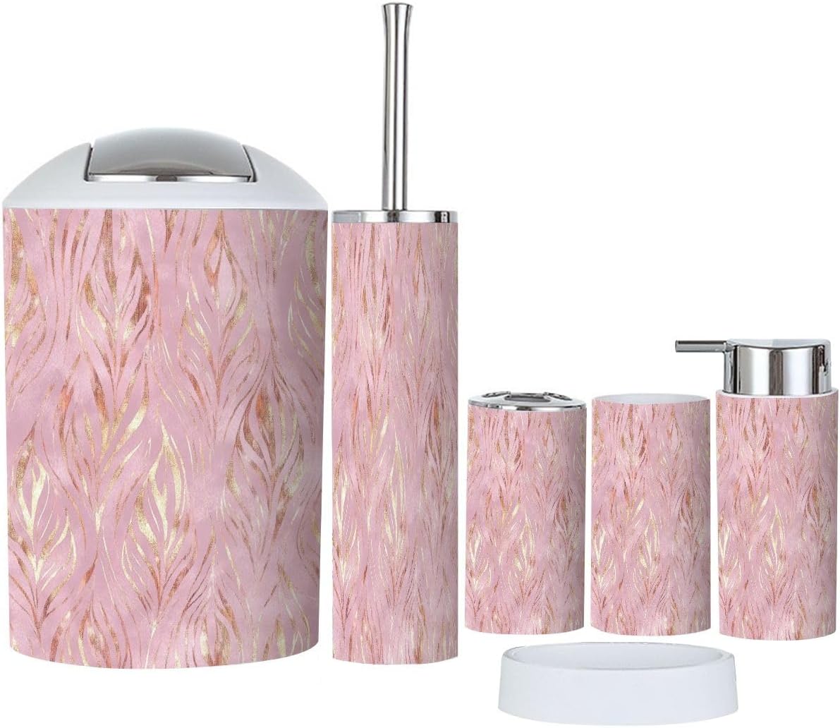 Boho Bathroom Accessory Set 6 Piece Rose Gold