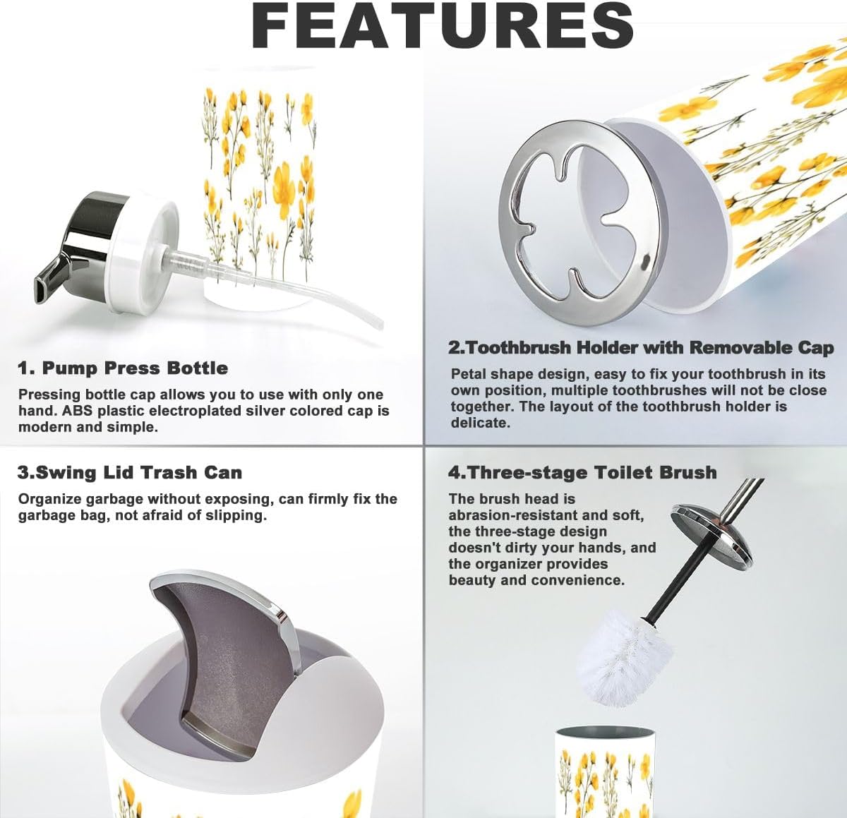 Stylish 6 Piece Bathroom Accessories Set