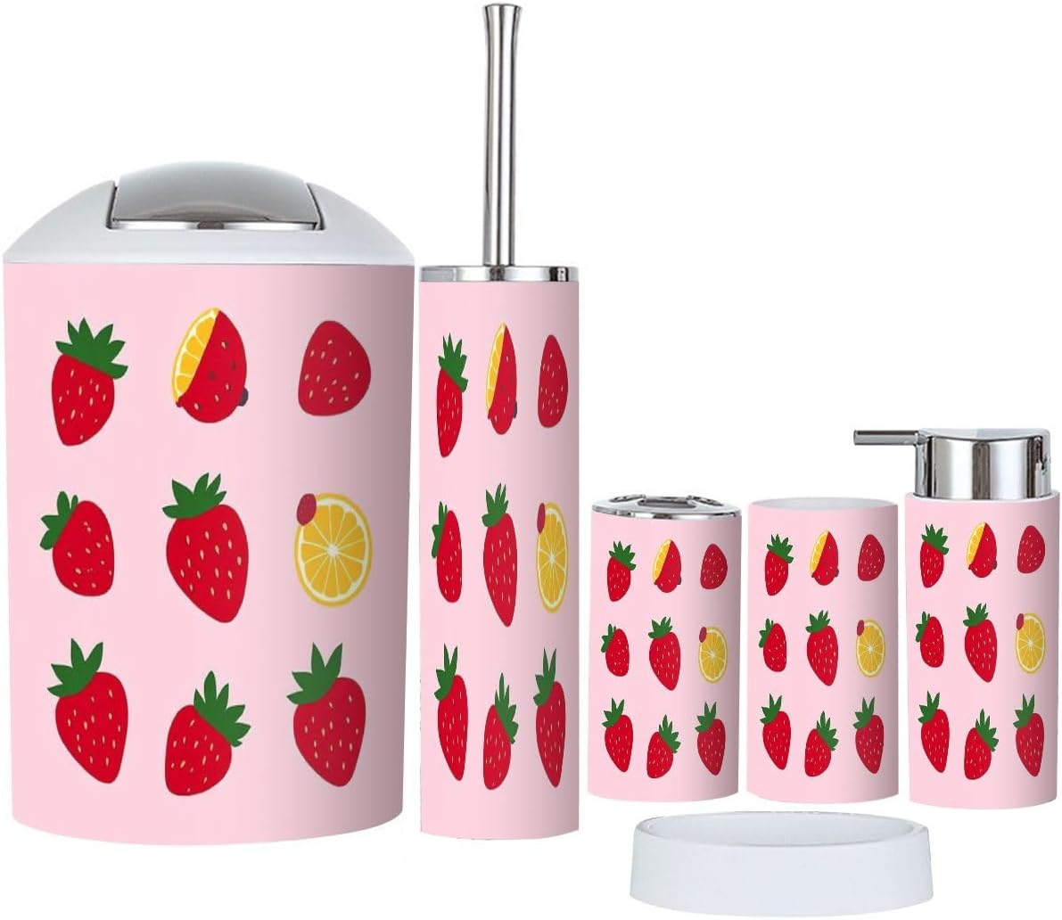 Boho Strawberry Bathroom Accessory Set 6 Piece 1