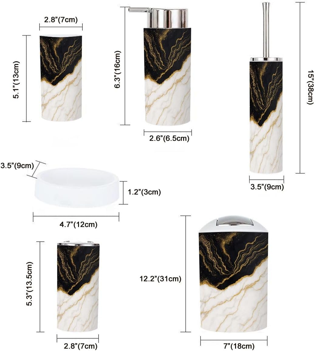 Boho Marble Bathroom Accessory Set 6 Piece 1