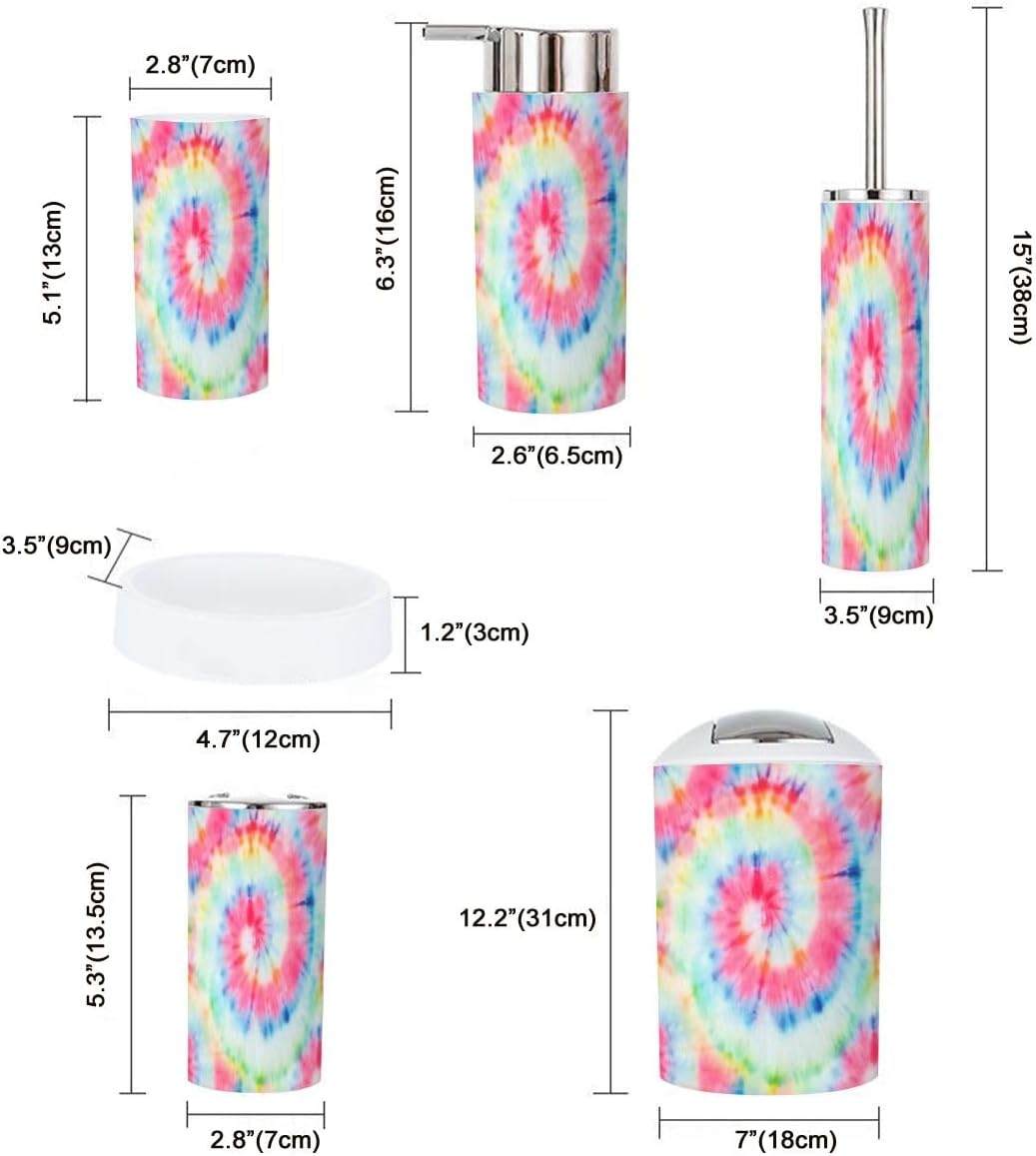 6 Piece Bathroom Accessory Set with Bright Striped Design