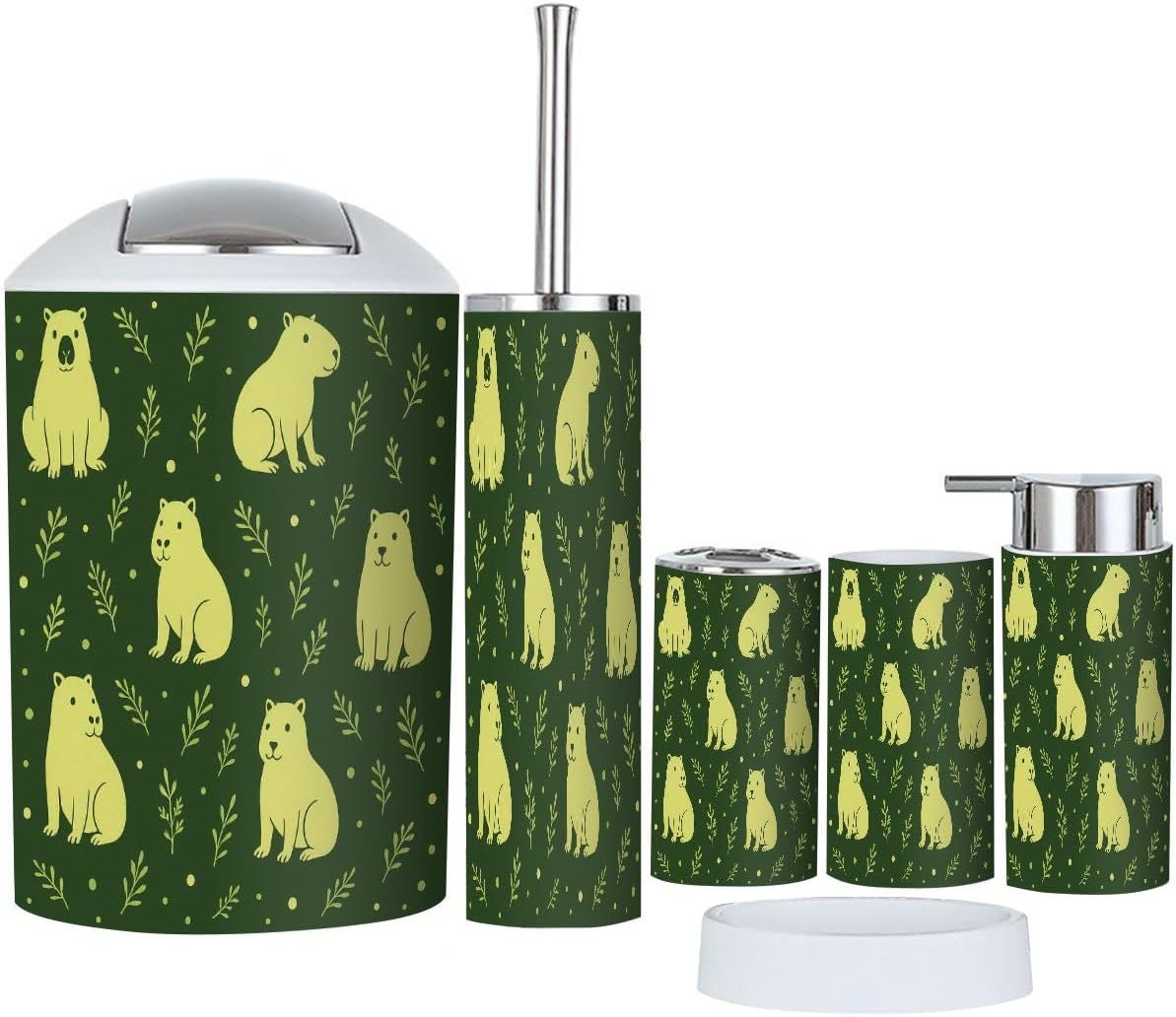 Boho Capybara Bathroom Accessory Set 6 Piece 1