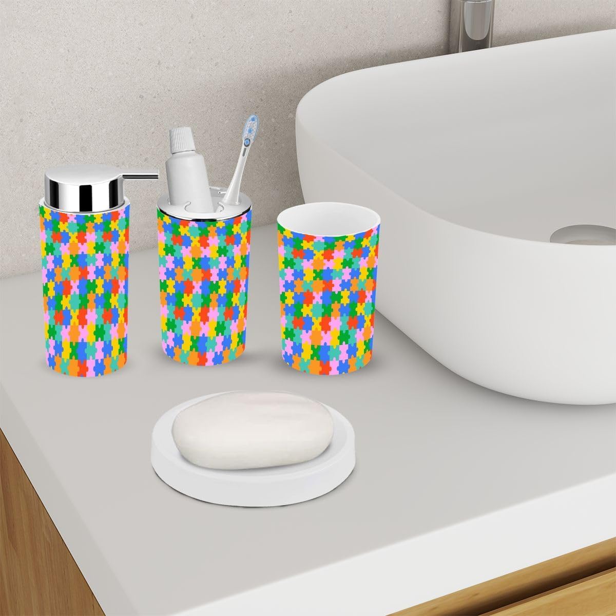 Colorful 6-Piece Bathroom Accessory Set
