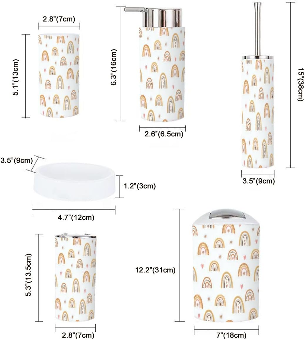 Boho Rainbow Bathroom Accessory Set 6 Piece 1