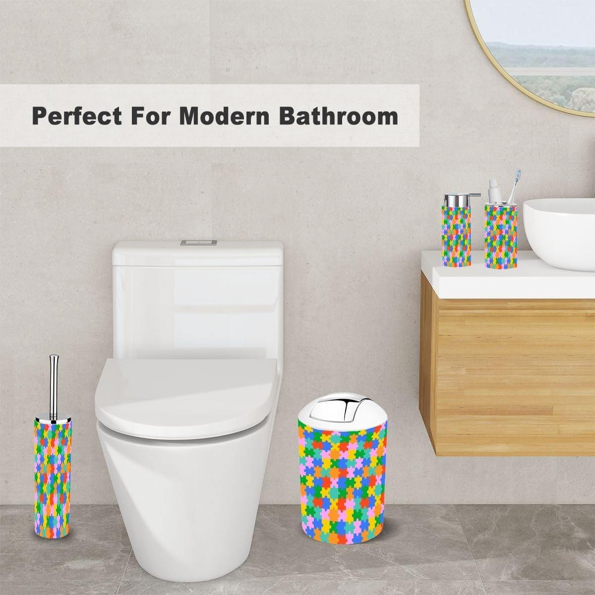 Colorful 6-Piece Bathroom Accessory Set