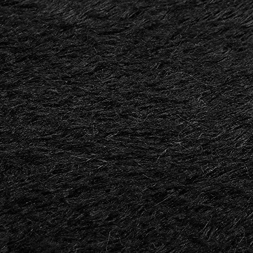 Oval Bath Mat 12x16In Soft Shaggy Chenille Rug Non-Slip Quick Drying Black