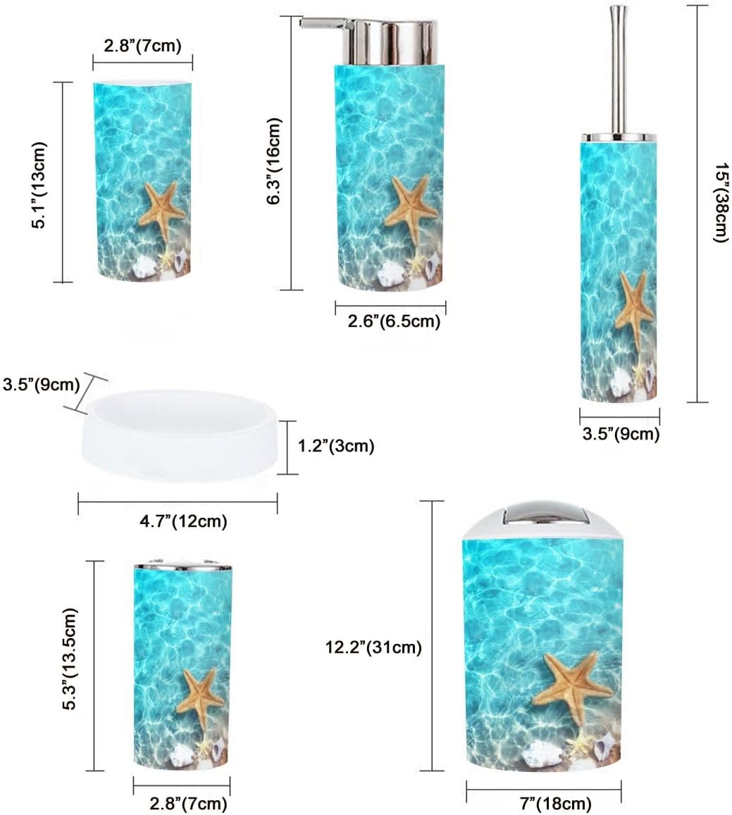 6 Piece Bathroom Accessory Set with Starfish Design 1