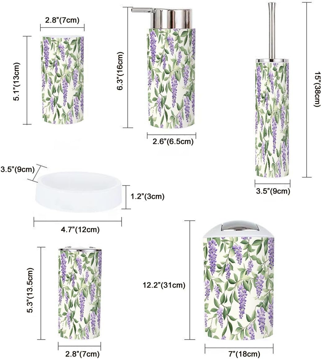 6 Piece Bathroom Accessory Set Purple Wisteria