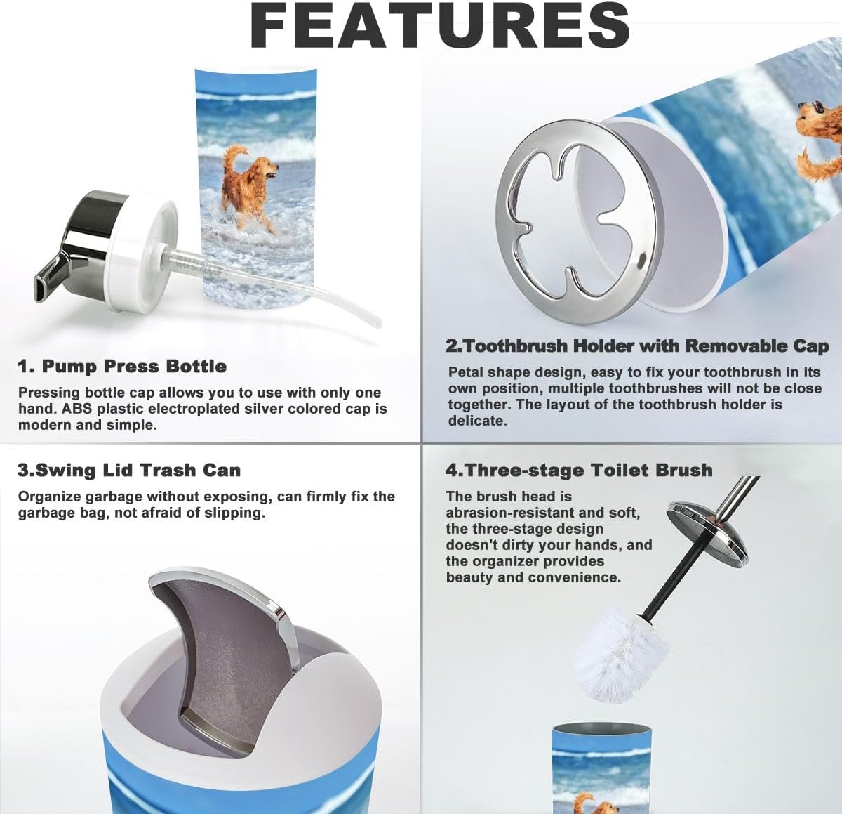 Young Golden Retriever 6-Piece Bathroom Accessory Set