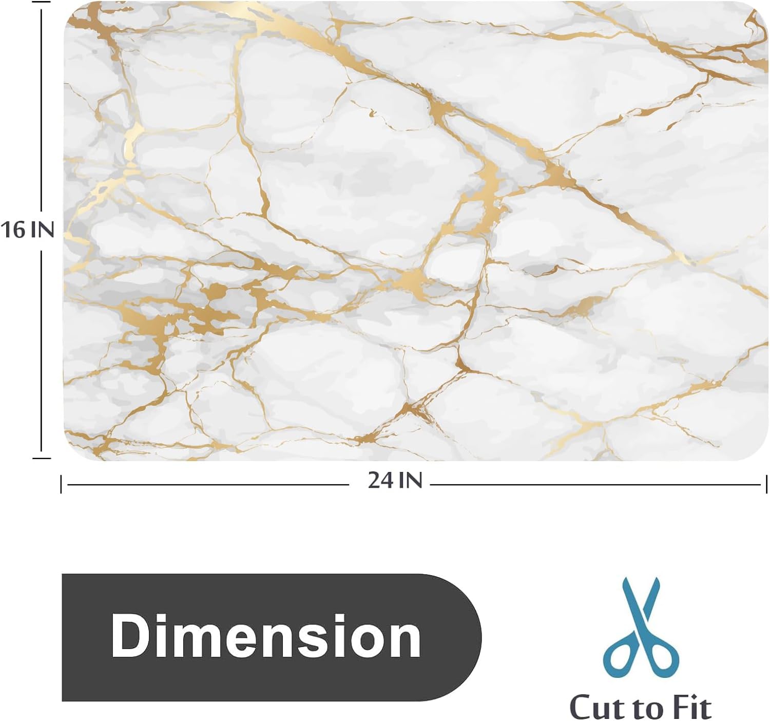 Mrcrypos Marble White Gold Bath Mat 16x24inch Non-Slip Quick Dry
