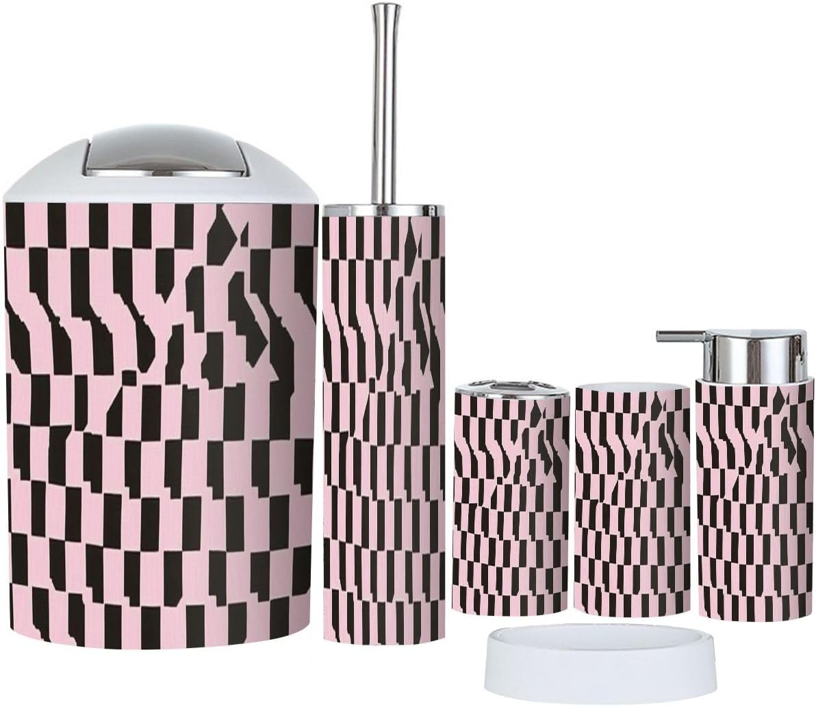 Boho Houndstooth Bathroom Accessories Set 6 Piece