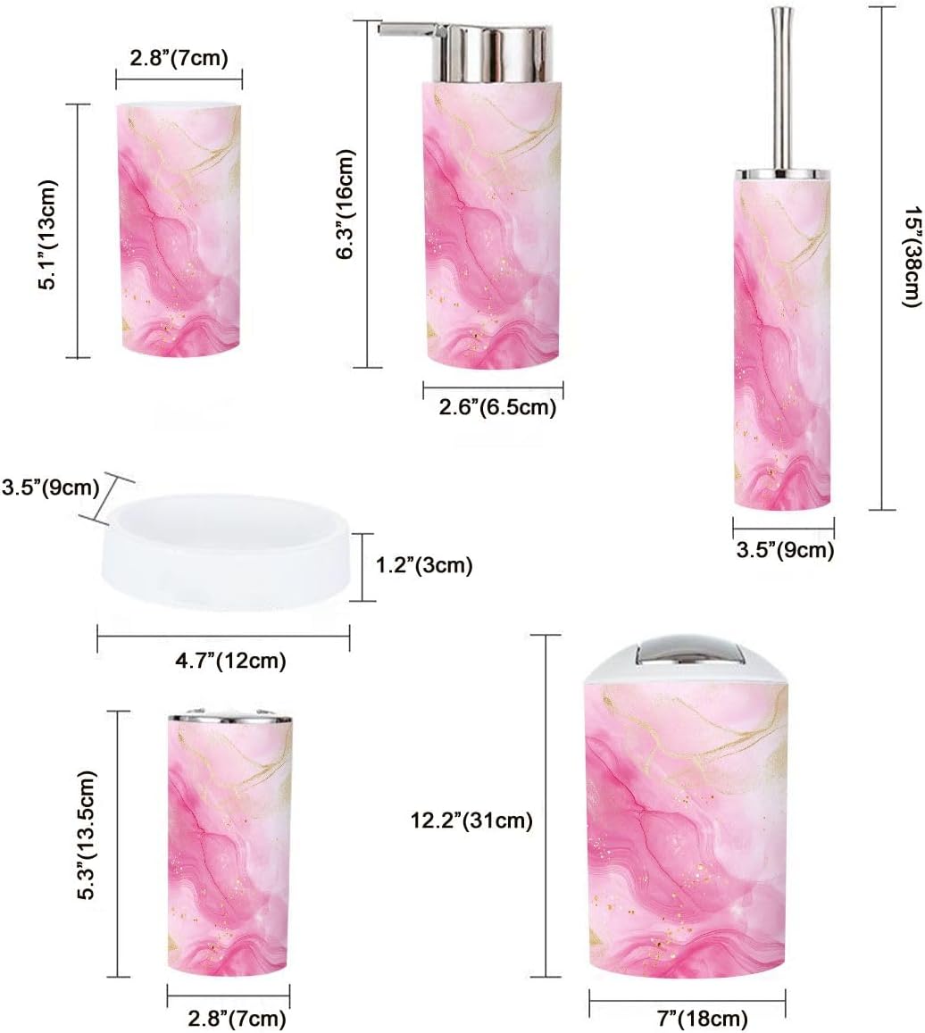 Boho Rose Pink Bathroom Accessories Set 6 Piece