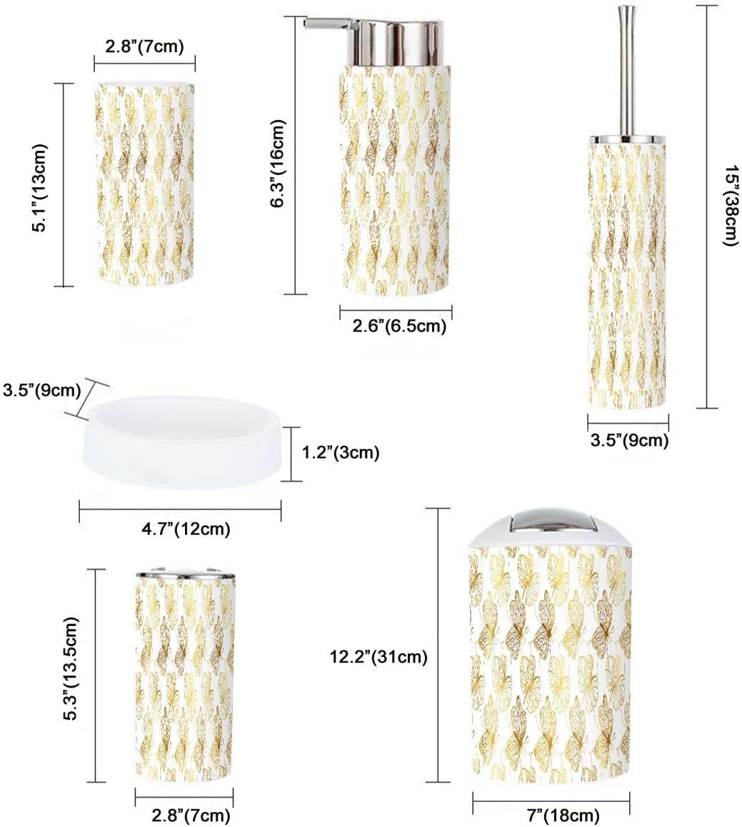 Boho Butterfly Bathroom Accessory Set 6 Piece 1