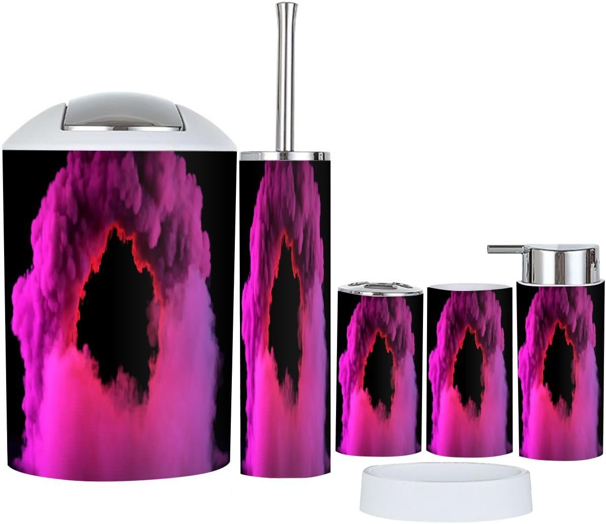 Boho Glowing Tunnel Neon Bathroom Accessories Set 6 Piece