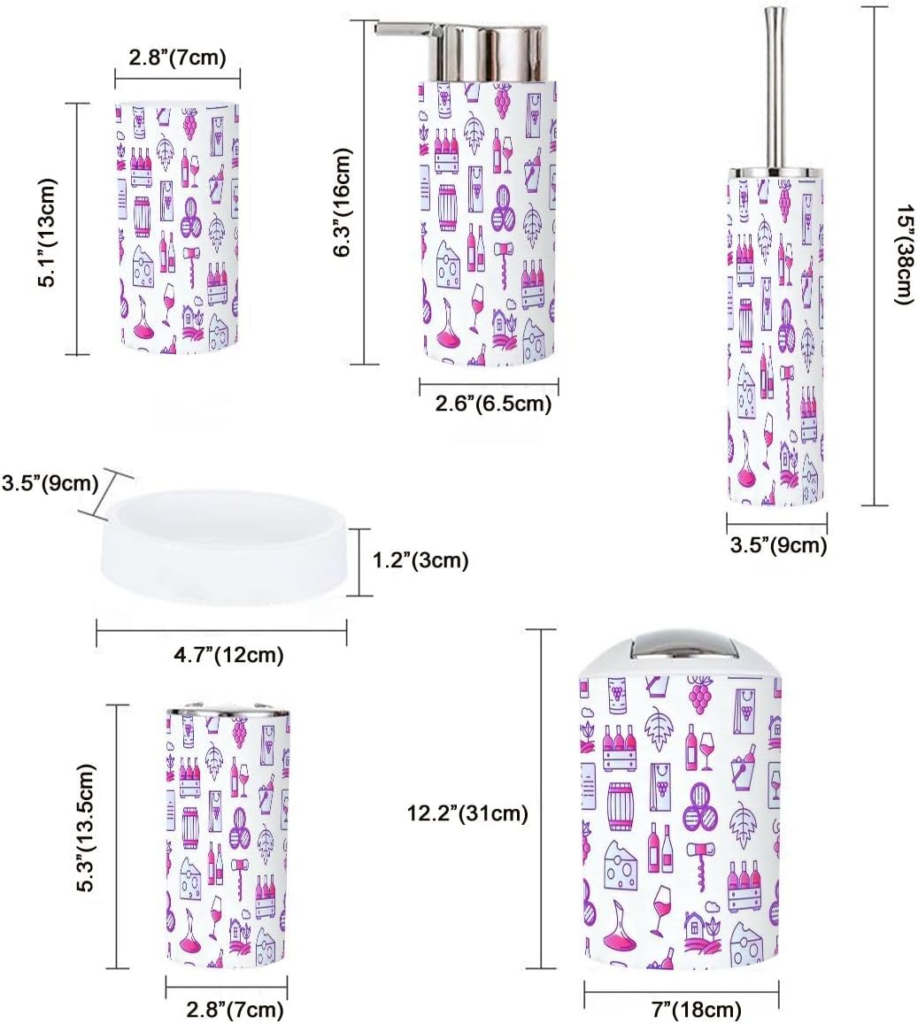 6 Piece Bathroom Accessory Set - Durable Stylish Functional