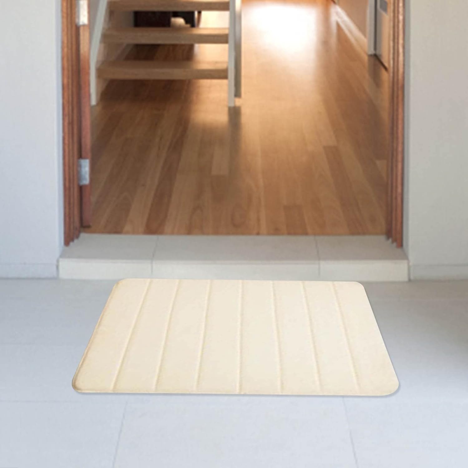 Memory Foam Non-Slip Bathroom Mat with Rubber Backing 16x24 Beige