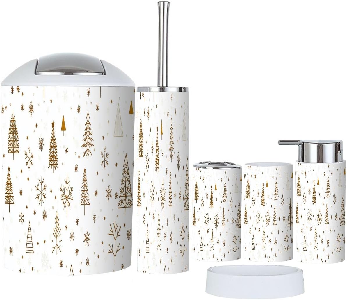 6 Piece Boho Bathroom Accessories Set with Snowflake Design