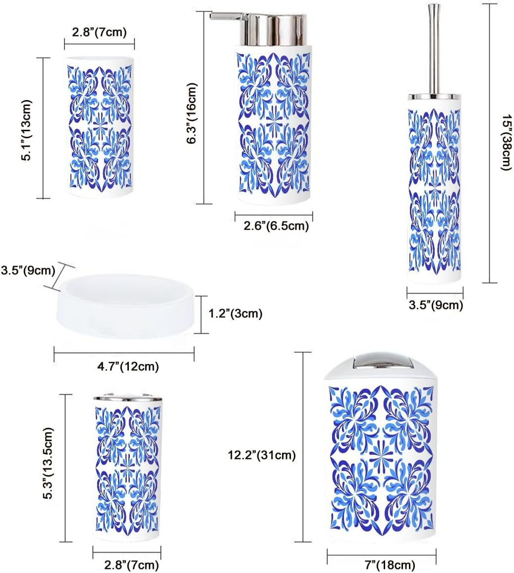 6 Piece Bathroom Accessory Set Durable Plastic