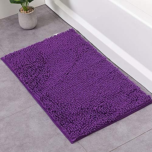 Hiseng Soft Chenille Bath Mat Non-Slip Plush Shaggy Rugs Purple 158x236