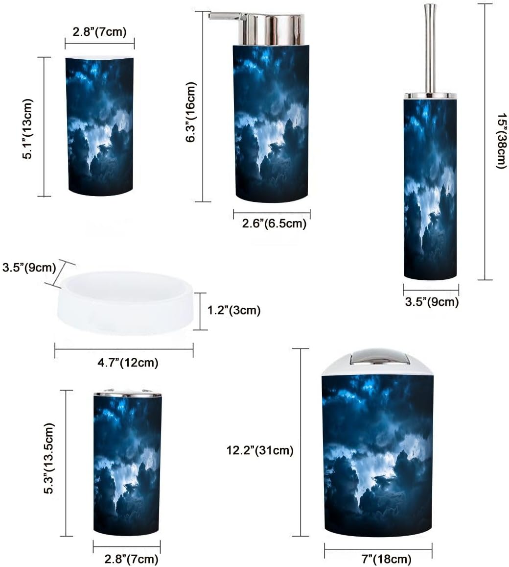Boho Dark Blue Bathroom Accessory Set 6 Piece
