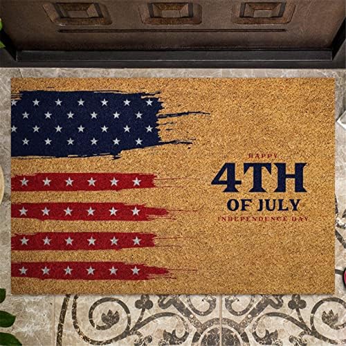 Patriotic Fourth of July Coir Doormat with Anti-Slip Design