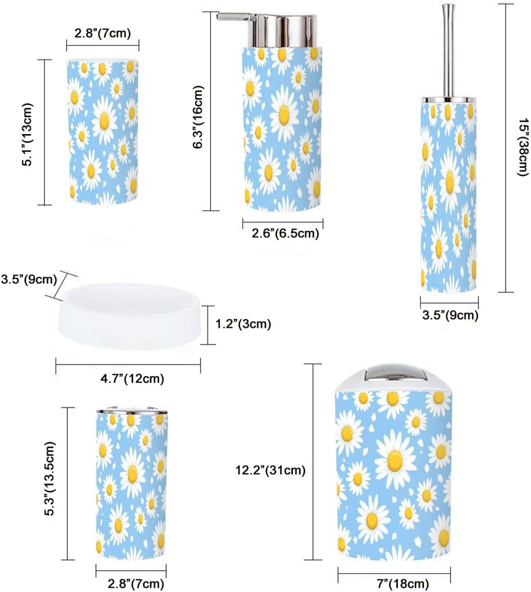 6 Piece Floral Bathroom Accessory Set 1