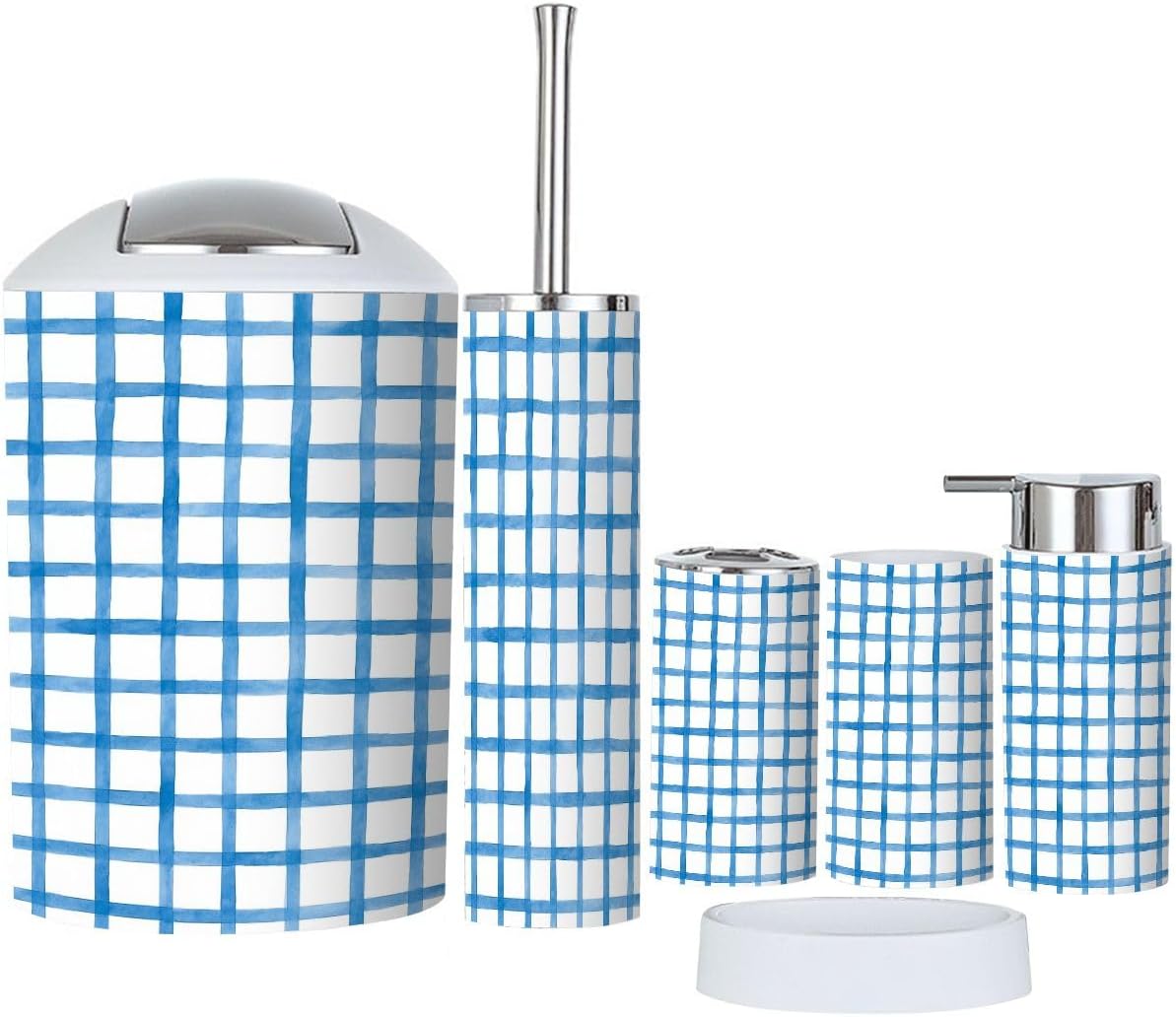 Boho Blue Bathroom Accessory Set 6 Piece