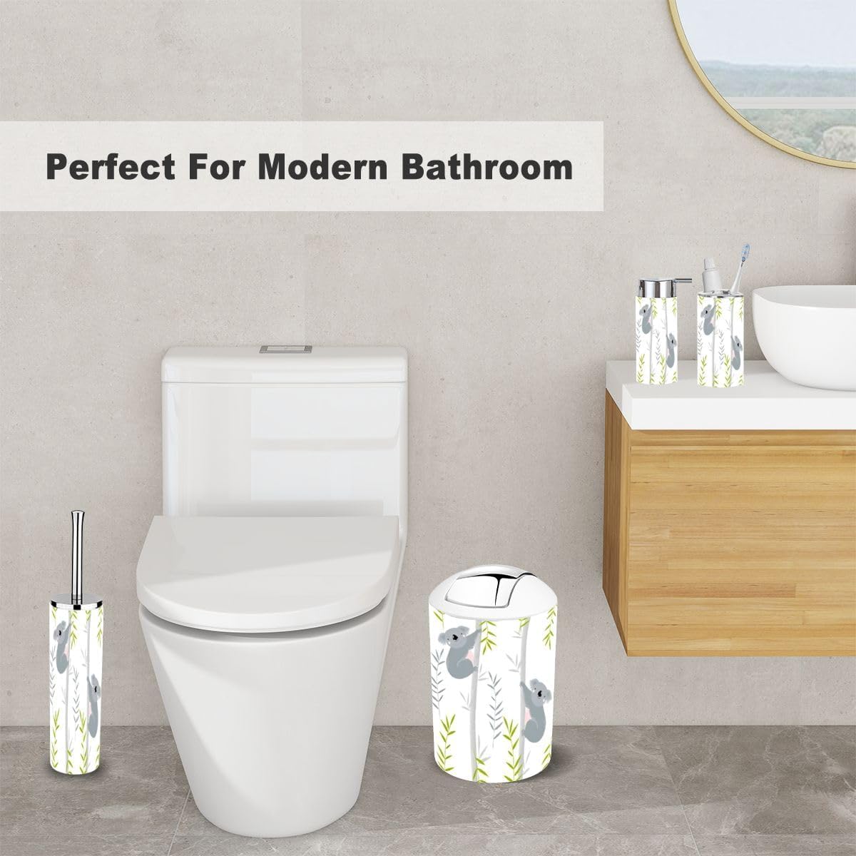 Bathroom Accessory Set with Koala Cartoon Design