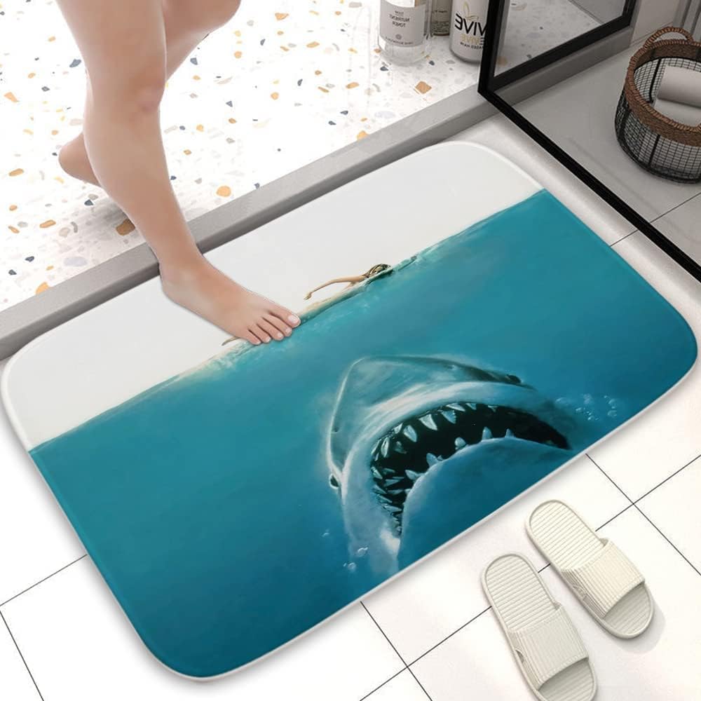 Apular Non-Slip Bath Mat 24x16 Inch Nautical Jaws Design