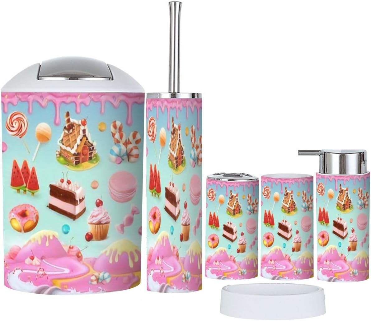 Bathroom Accessory Set 6 Piece Plastic