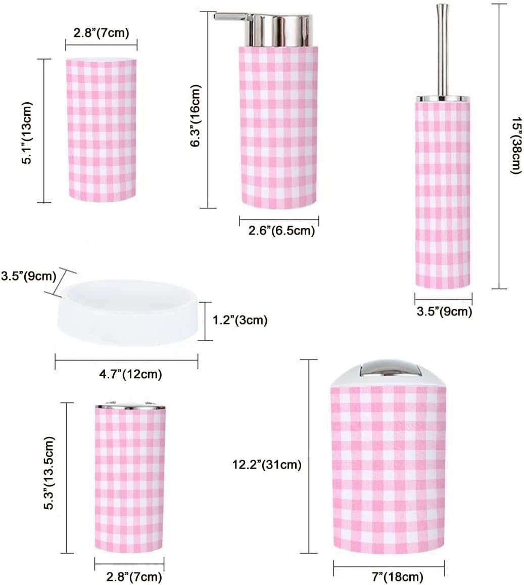 Boho Pink Bathroom Accessory Set 6 Piece