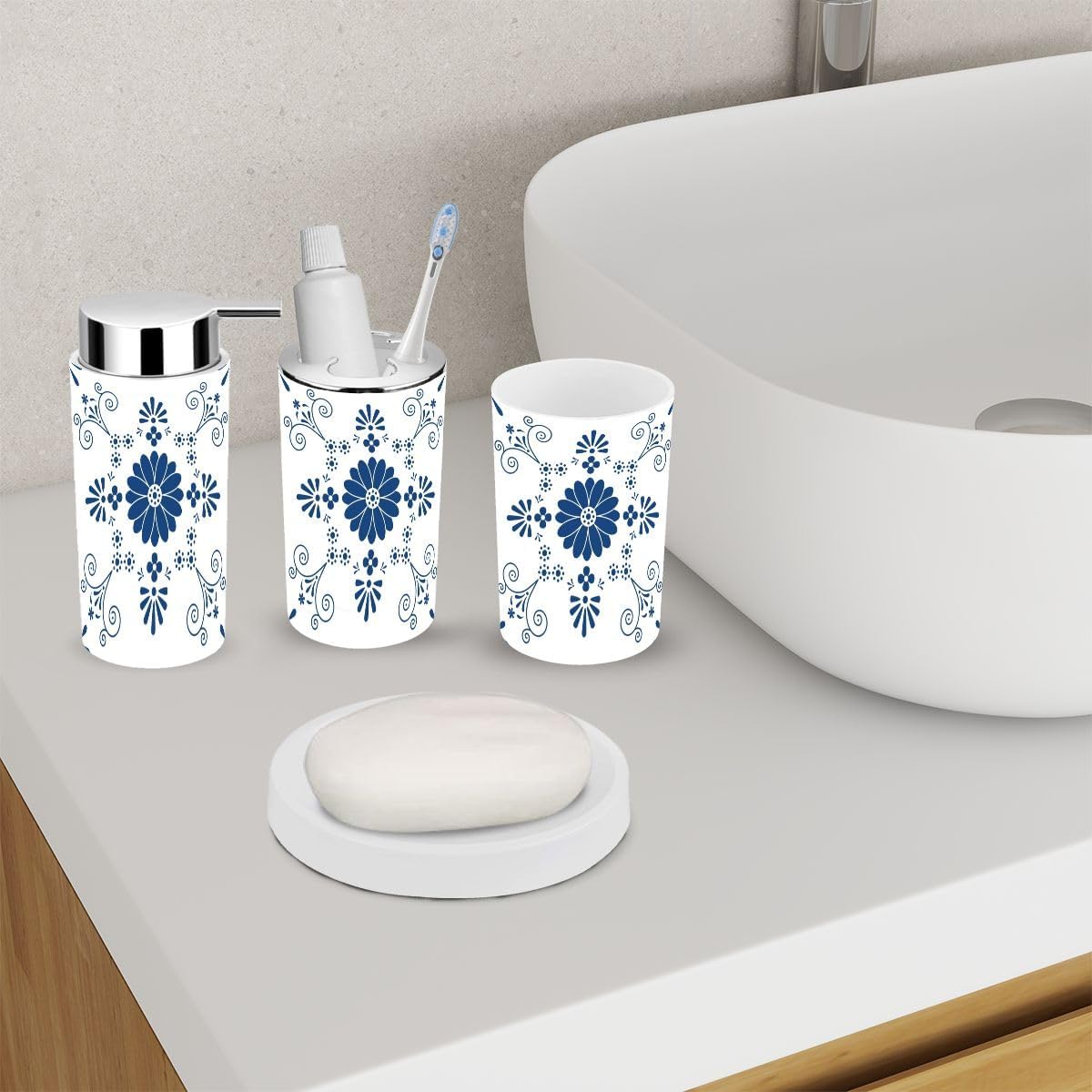 6 Piece Mexican Ceramic Bathroom Accessory Set