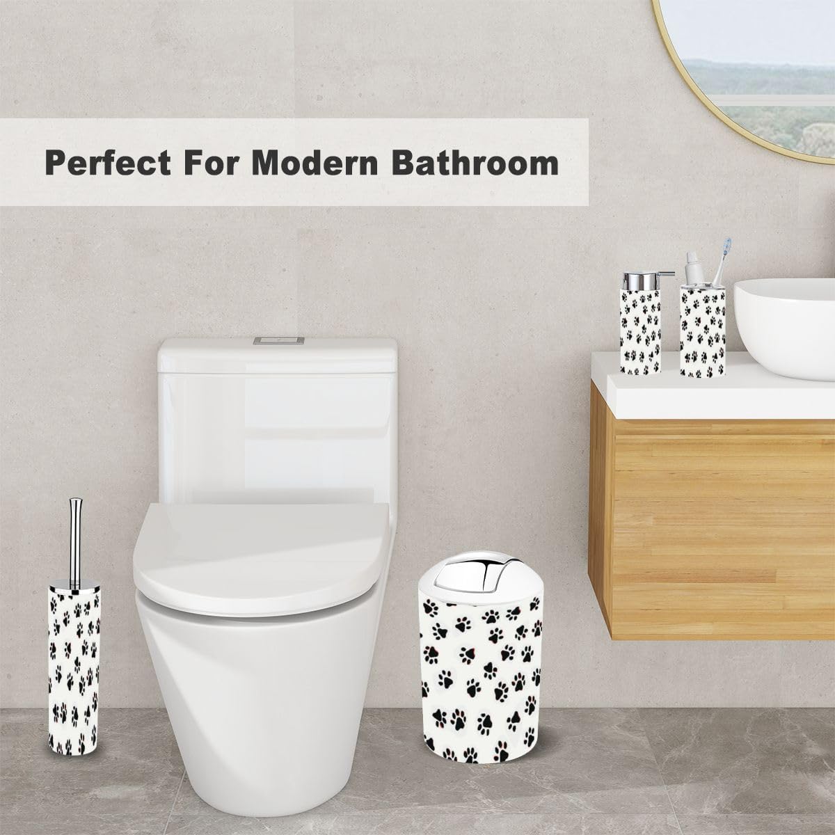 Cute Paw Bathroom Accessory Set 6 Piece