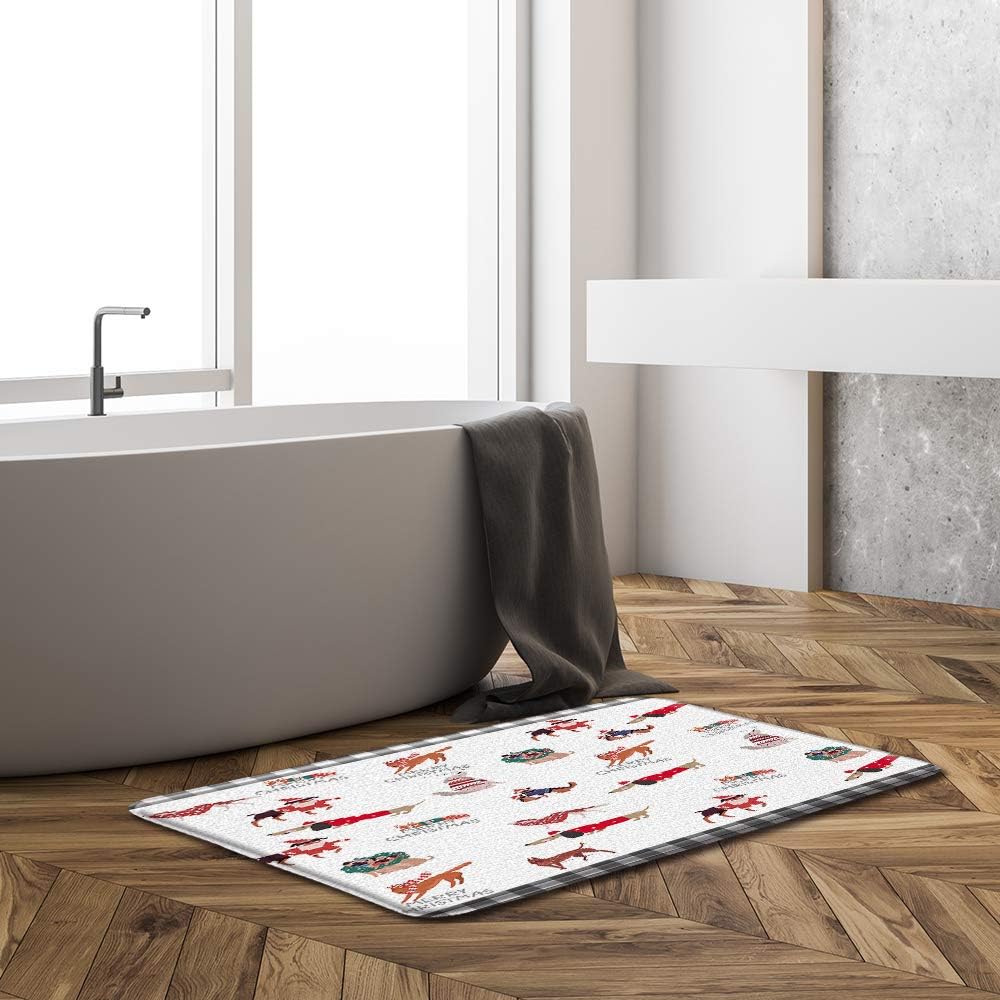 Christmas Dog Bath Mat with Xmas Wreath Pattern