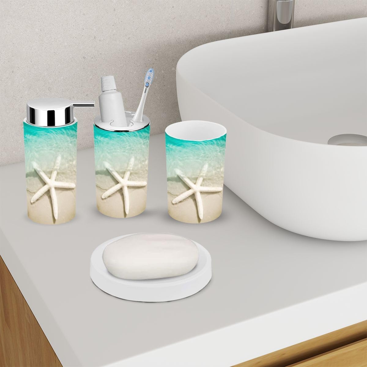 6 Piece Starfish Bathroom Accessory Set