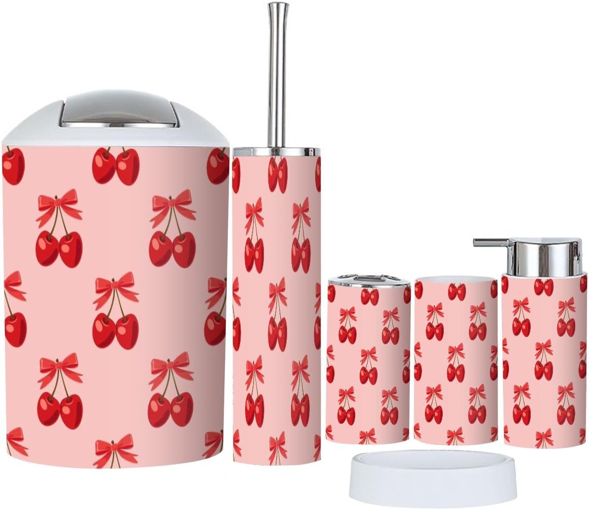 Adorable Cherry Bathroom Accessory Set 6 Piece