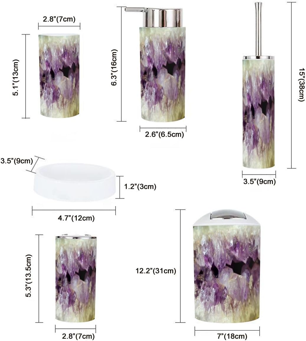 6 Piece Purple Bathroom Accessory Set