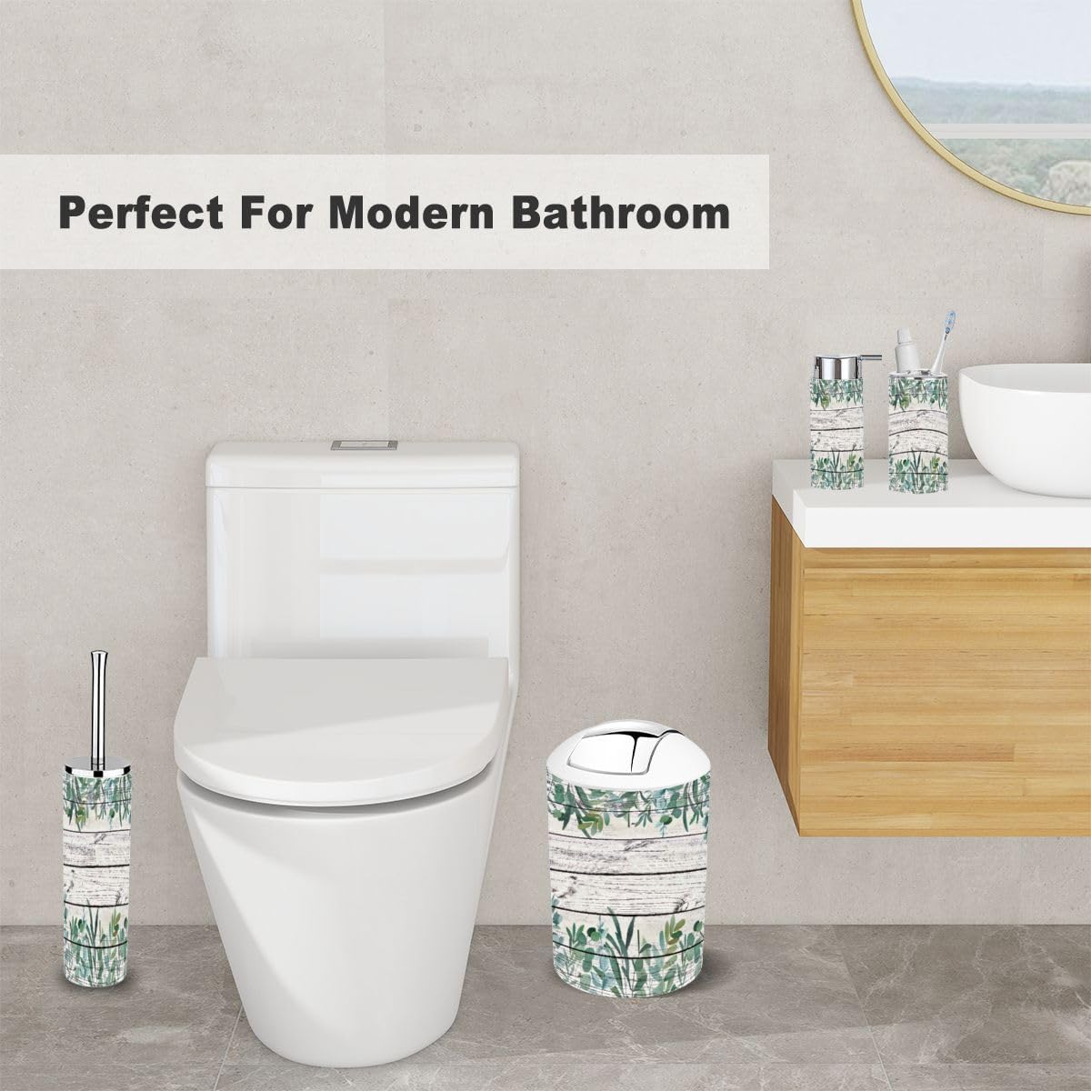 Bathroom Accessory Set 6 Piece Botanical Decor