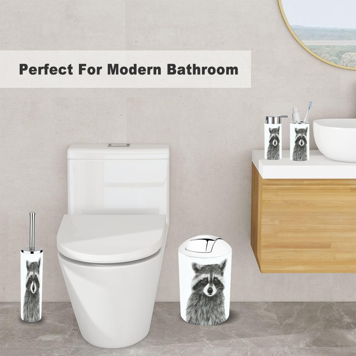 Cute Bathroom Accessory Set 6 Piece