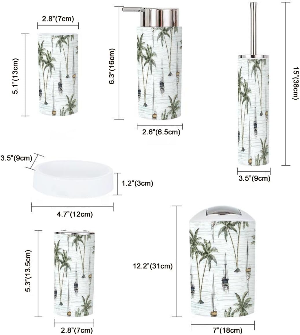 Coconut Palm Bathroom Accessory Set 6 Piece