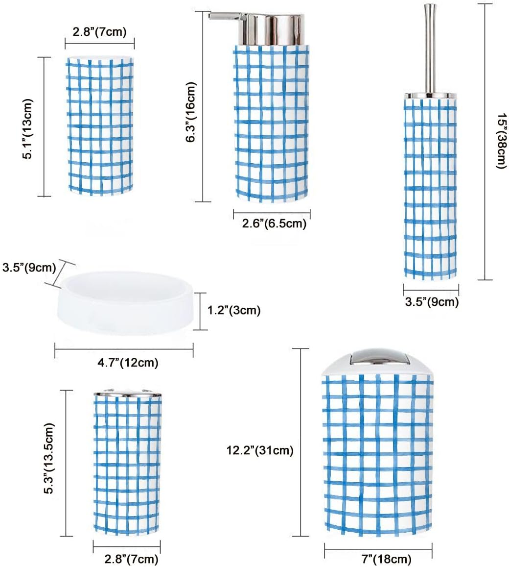 Boho Blue Bathroom Accessory Set 6 Piece